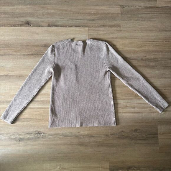 Figs Women’s Brown Tan Ribber Long Sleeve Sweater Size Small Comfy With Pocket - Picture 5 of 7